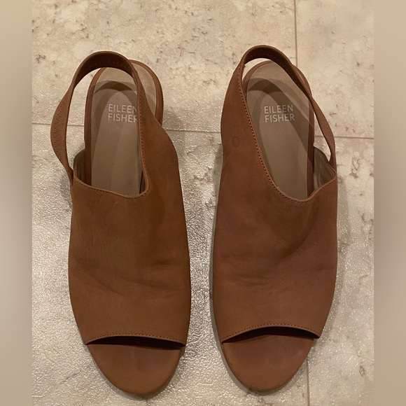 Eileen Fischer Suede Open Toe Shoes - Picture 2 of 3